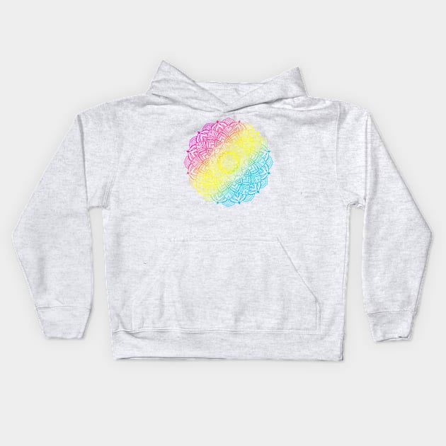 Pansexual Pride Striped Mandala Kids Hoodie by JustGottaDraw